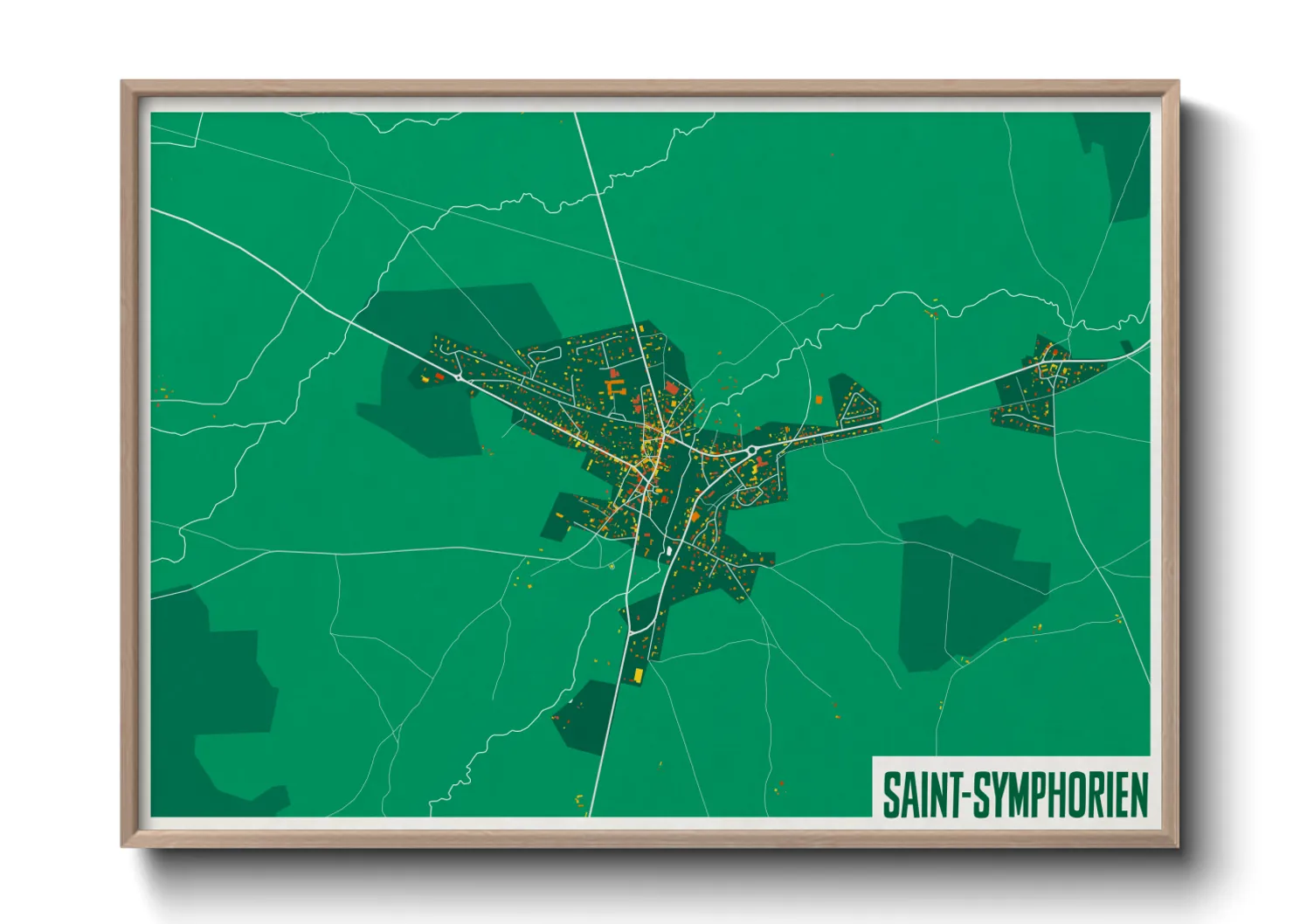 Une affiche de carte sur Saint-Symphorien