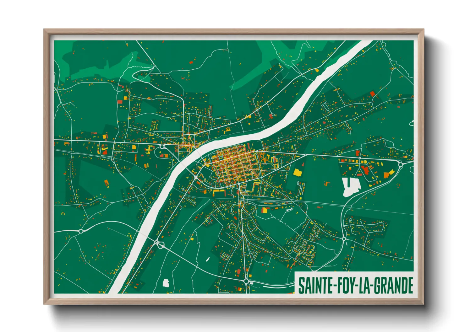 Une affiche de carte sur Sainte-Foy-la-Grande
