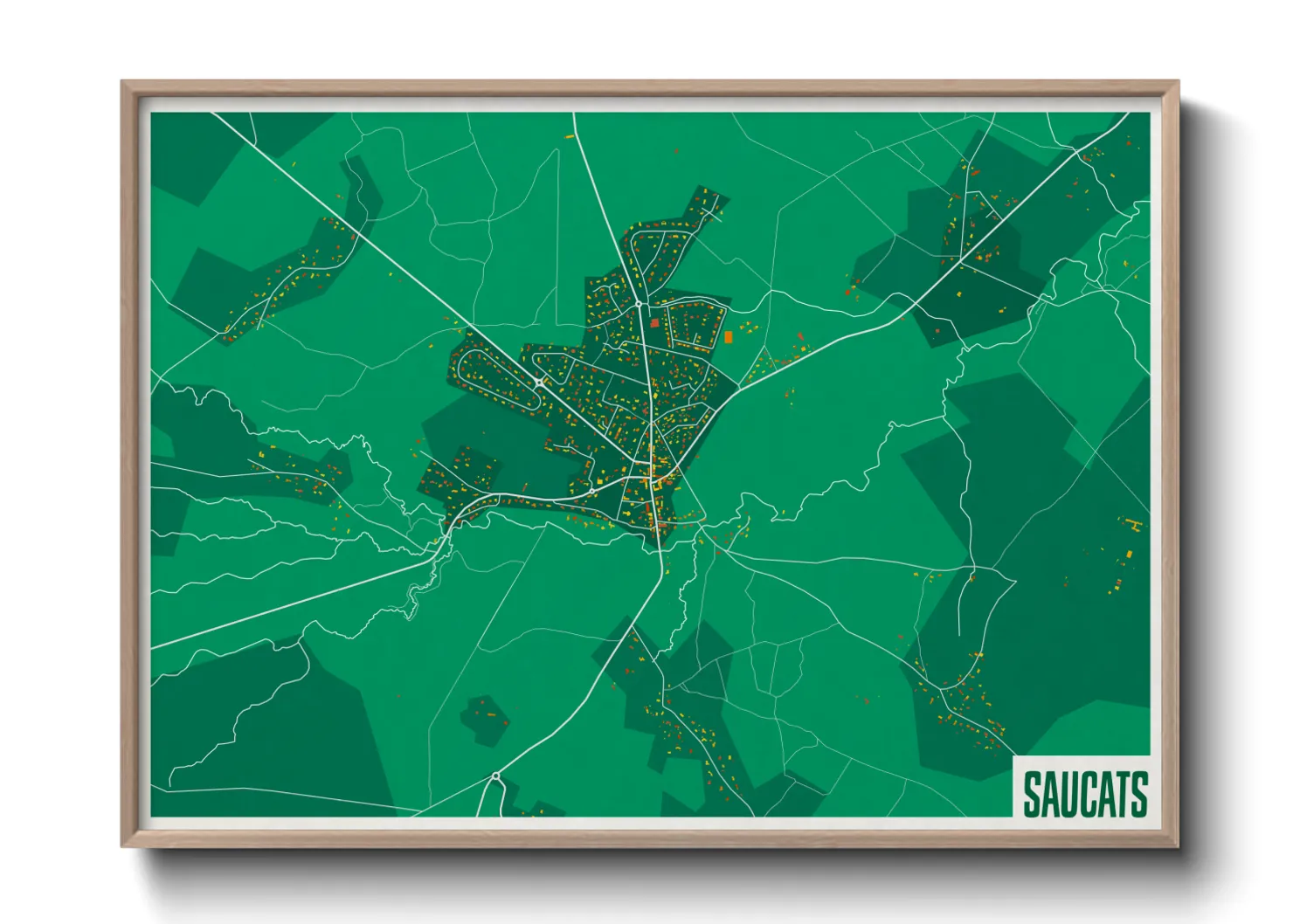 Une affiche de carte sur Saucats
