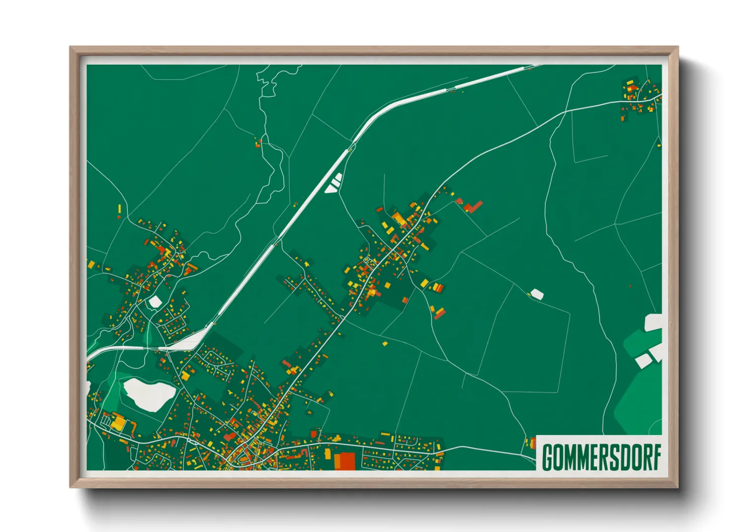 Une affiche de carte sur Gommersdorf