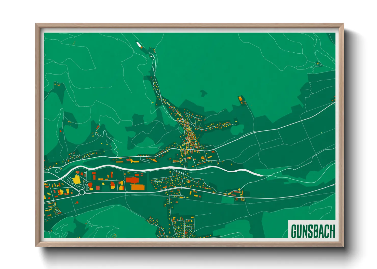 Une affiche de carte sur Gunsbach