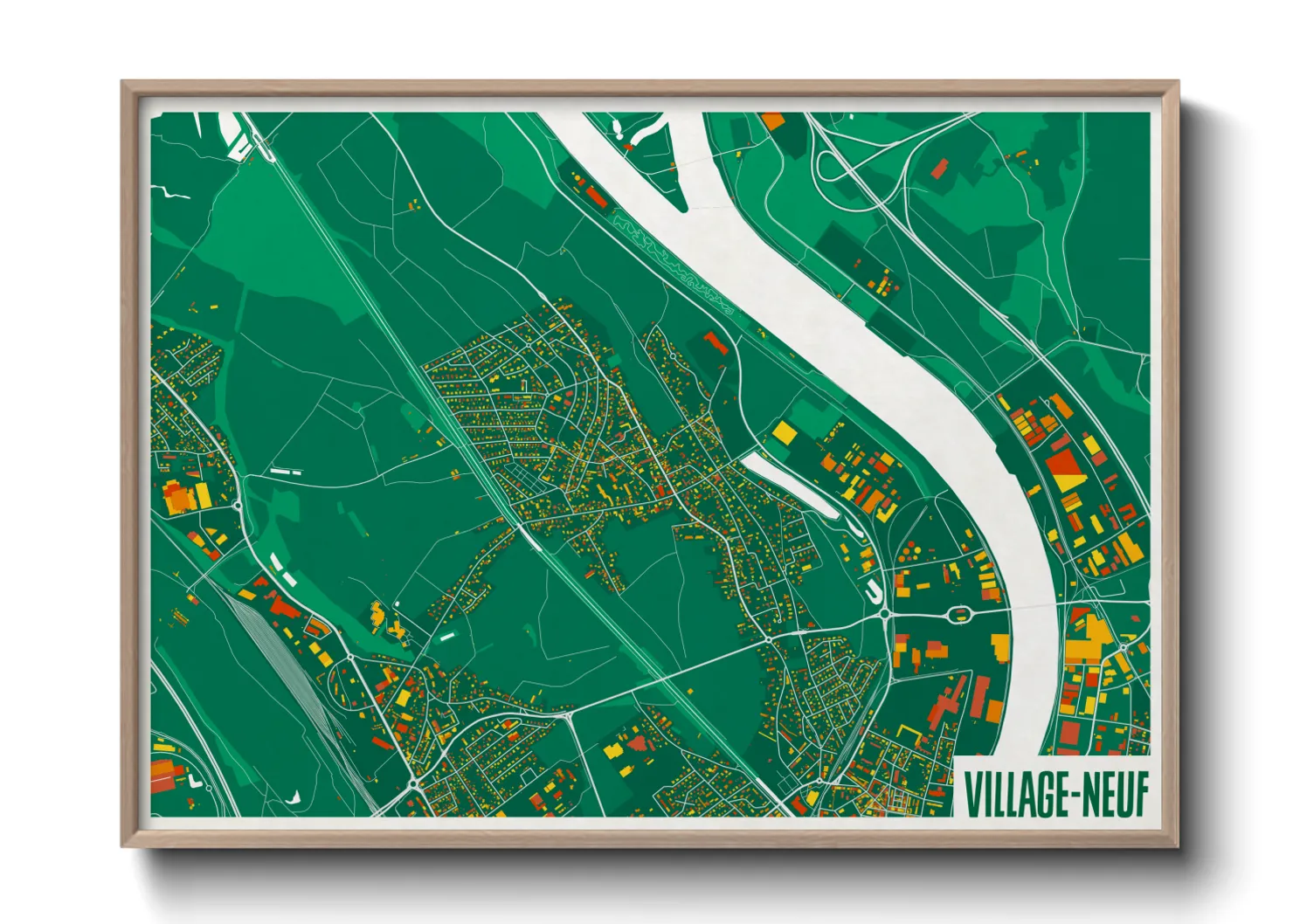 Une affiche de carte sur Village-Neuf