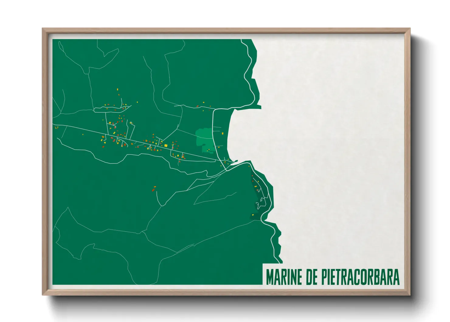 Une affiche de carte sur Marine de Pietracorbara