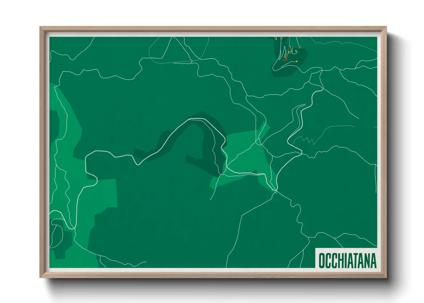 Une affiche de carte sur Occhiatana