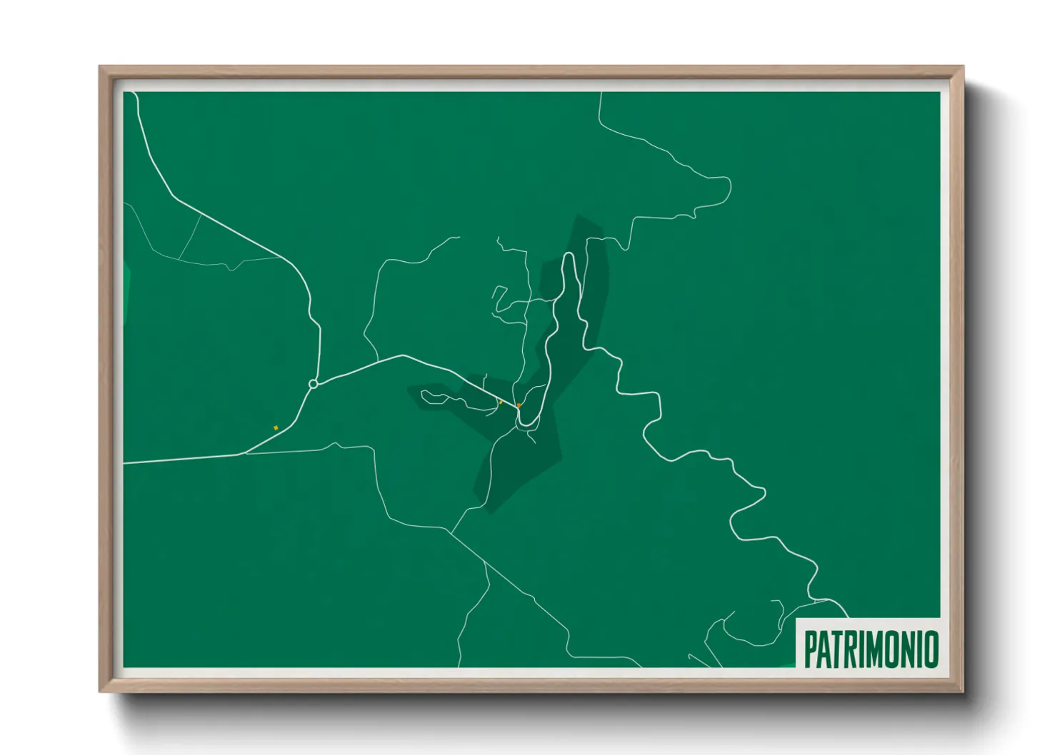 Une affiche de carte sur Patrimonio