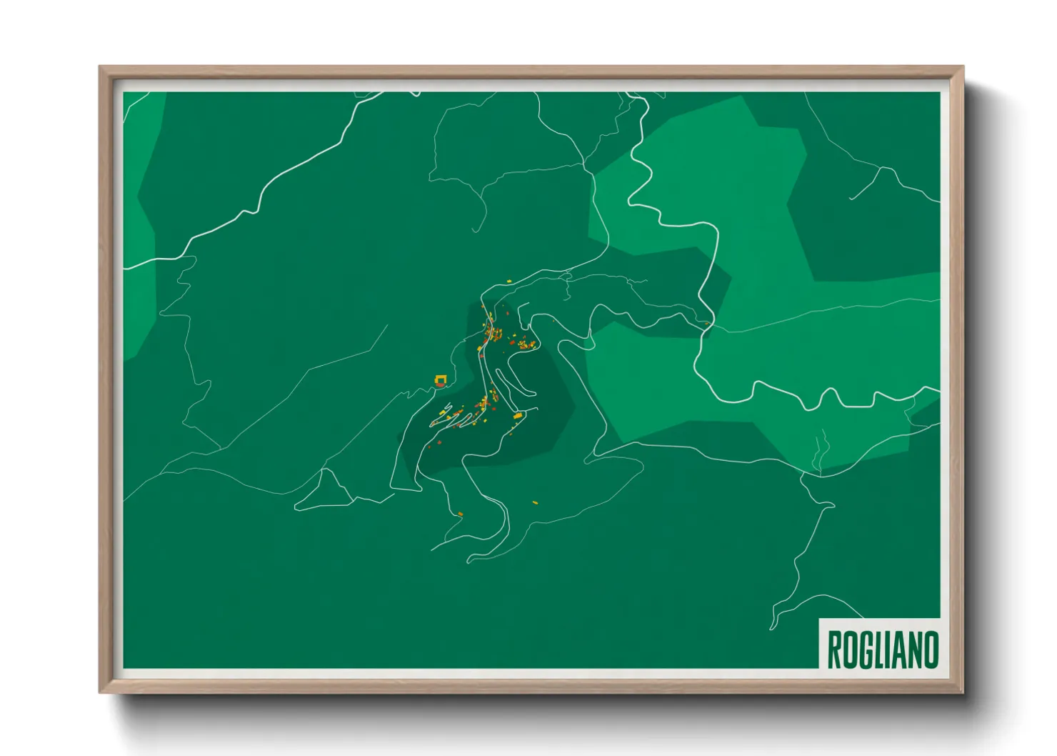 Une affiche de carte sur Rogliano