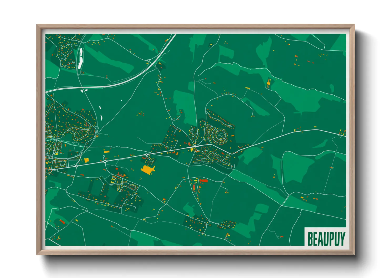 Une affiche de carte sur Beaupuy