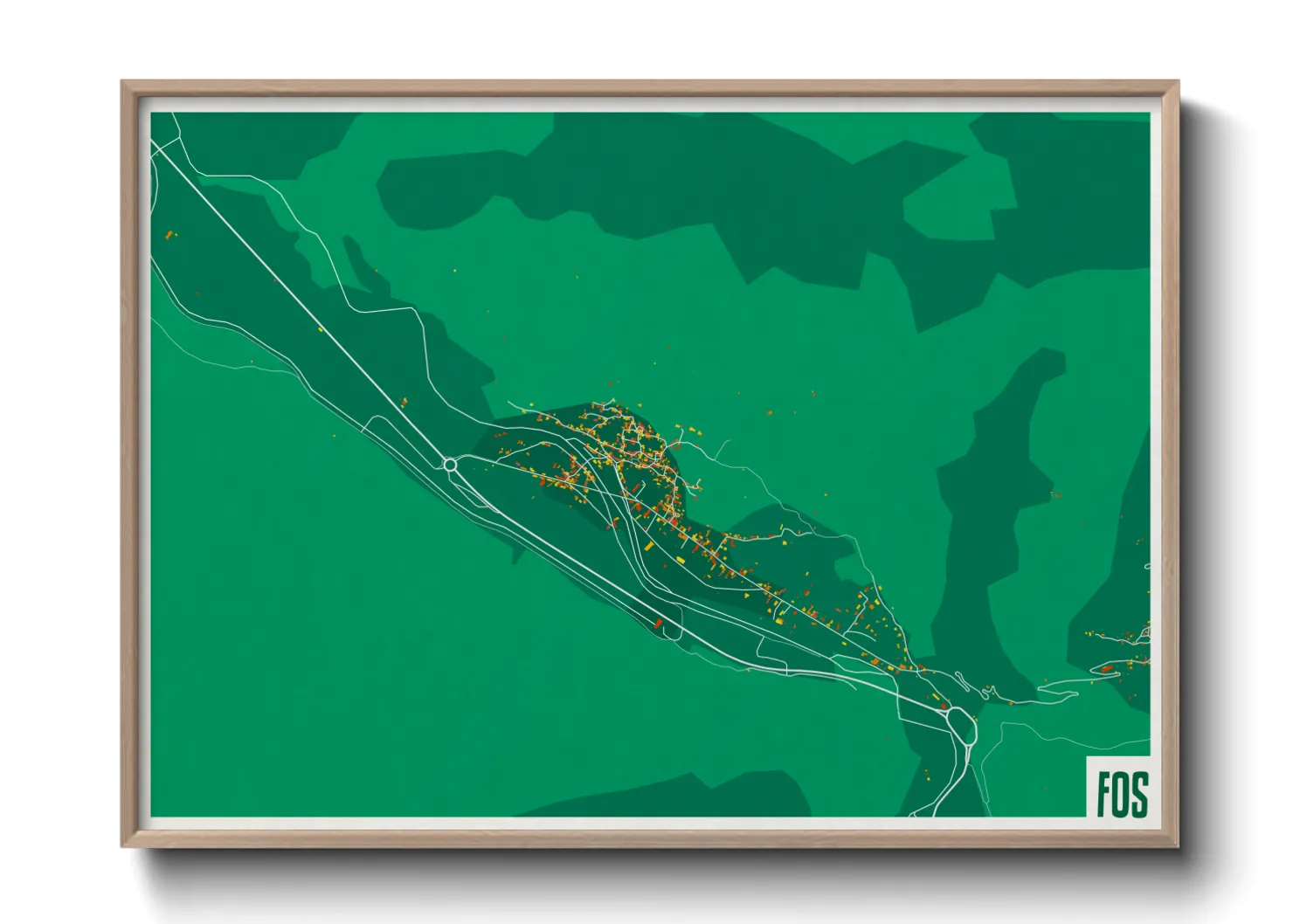 Une affiche de carte sur Fos