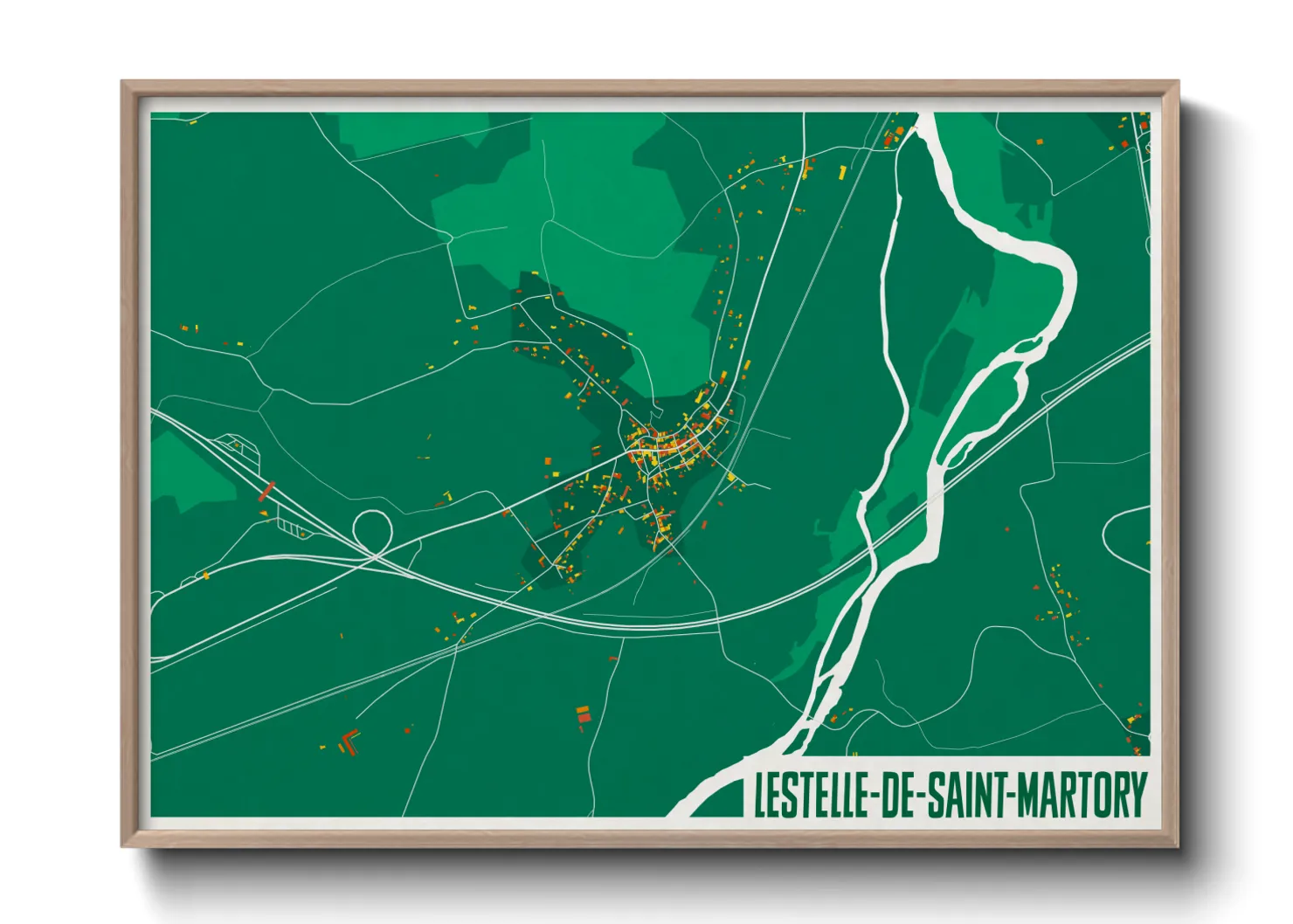 Une affiche de carte sur Lestelle-de-Saint-Martory