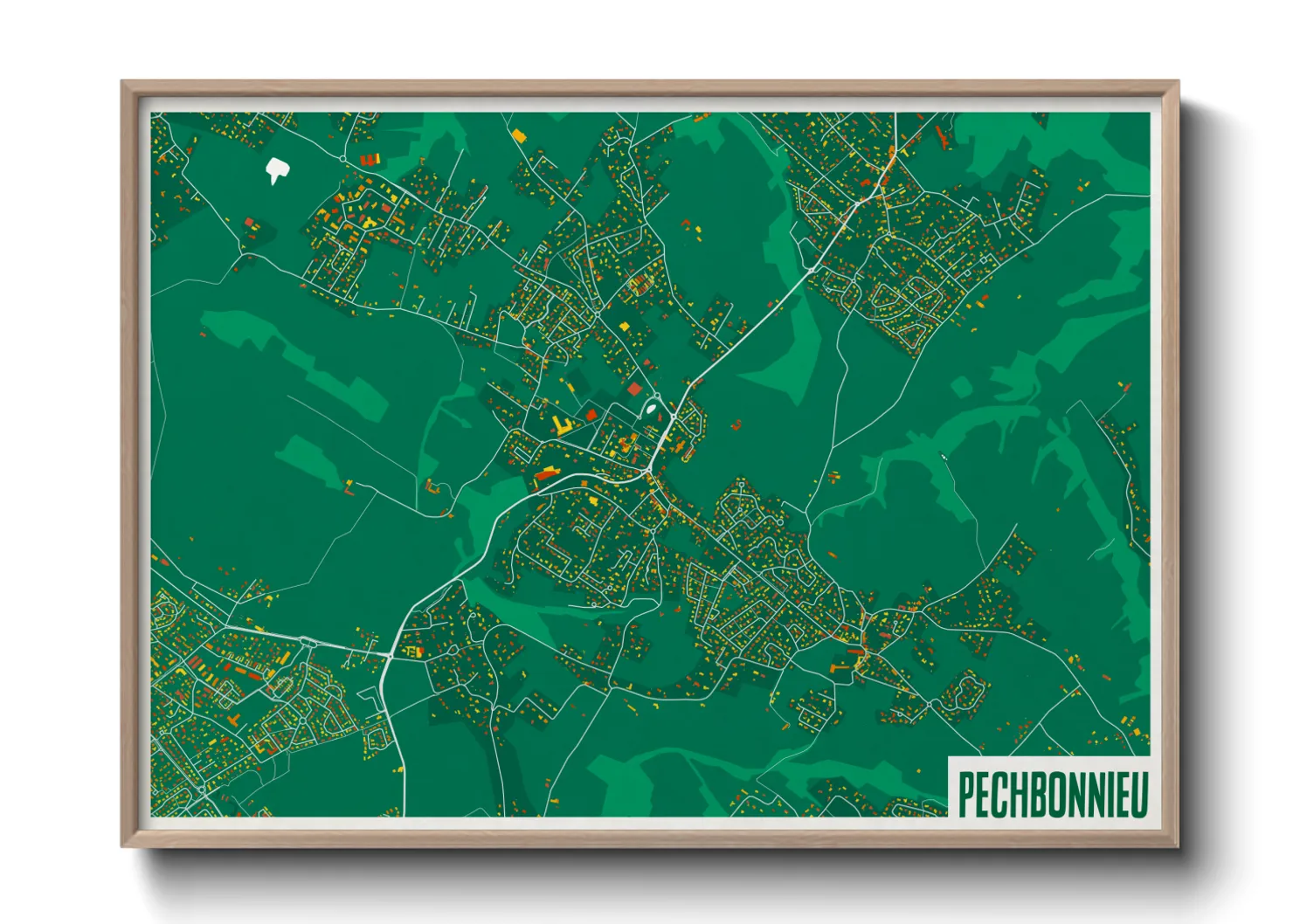 Une affiche de carte sur Pechbonnieu