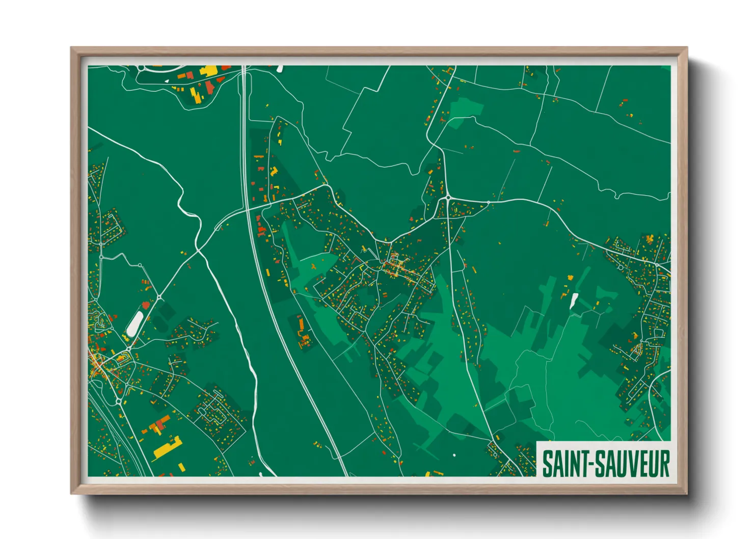 Une affiche de carte sur Saint-Sauveur