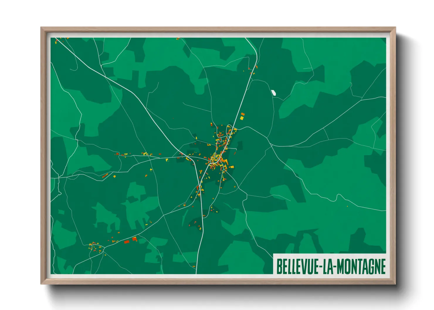 Une affiche de carte sur Bellevue-la-Montagne