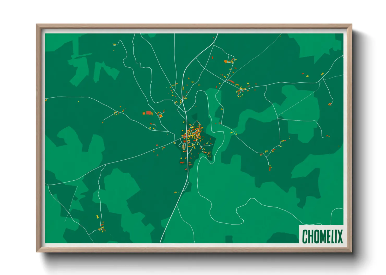 Une affiche de carte sur Chomelix