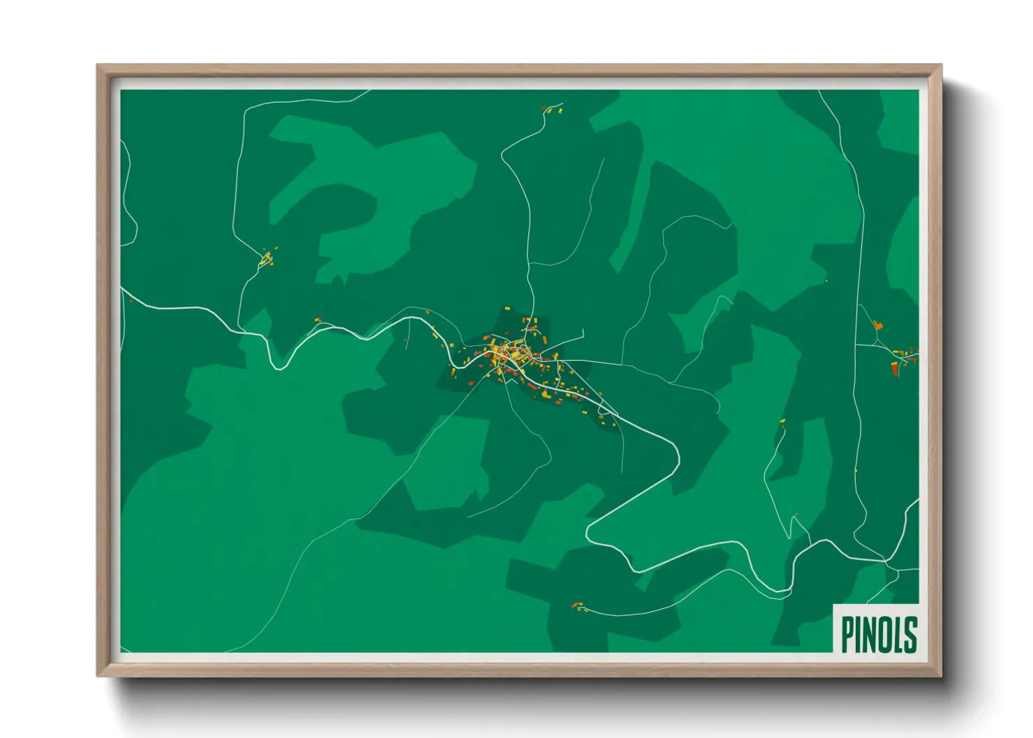 Une affiche de carte sur Pinols