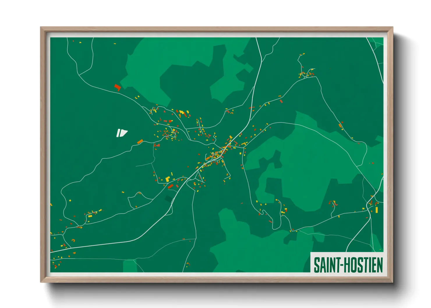 Une affiche de carte sur Saint-Hostien