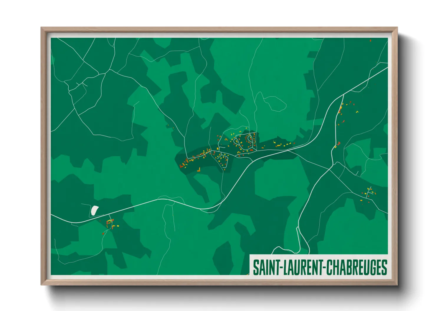Une affiche de carte sur Saint-Laurent-Chabreuges