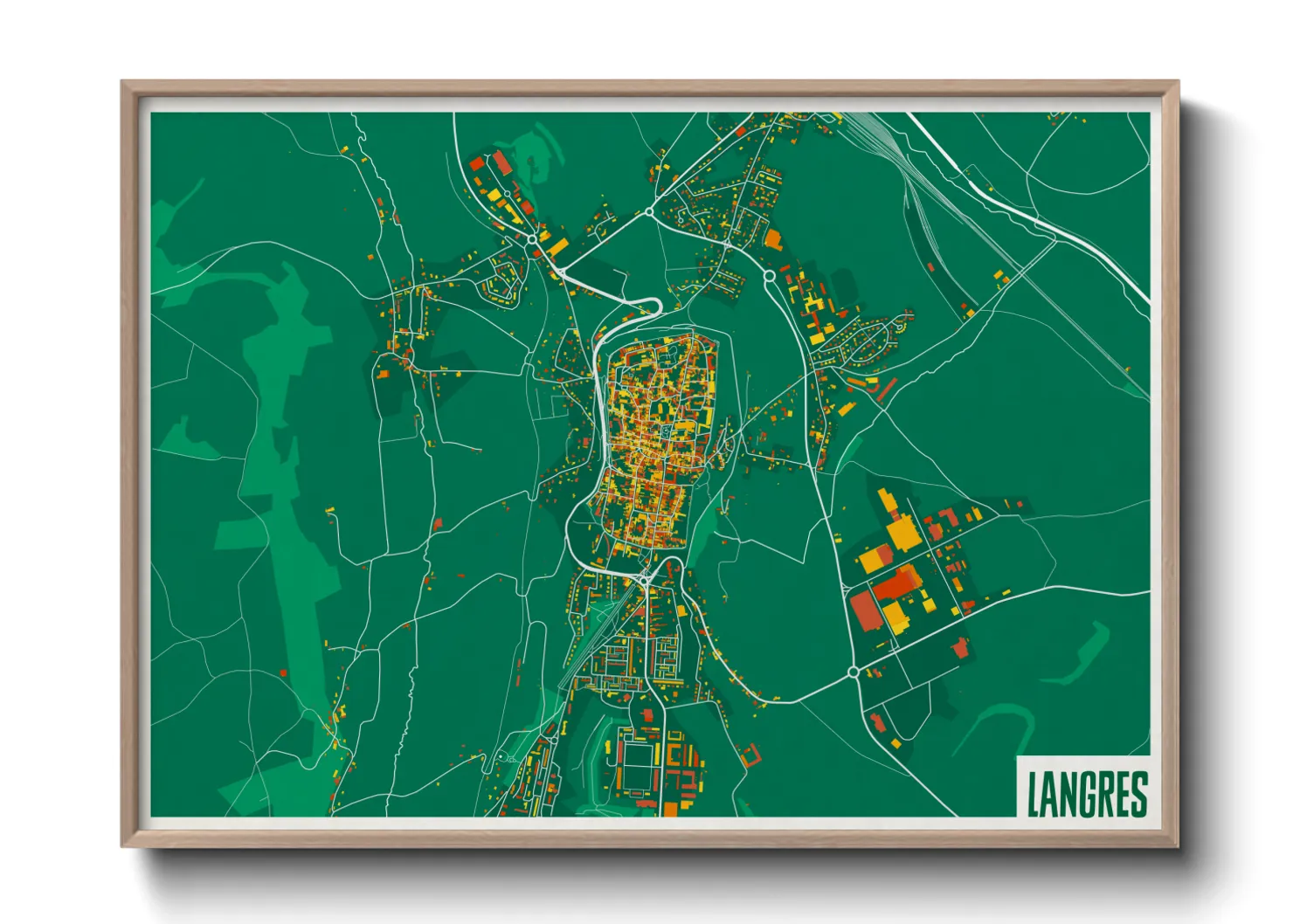 Une affiche de carte sur Langres