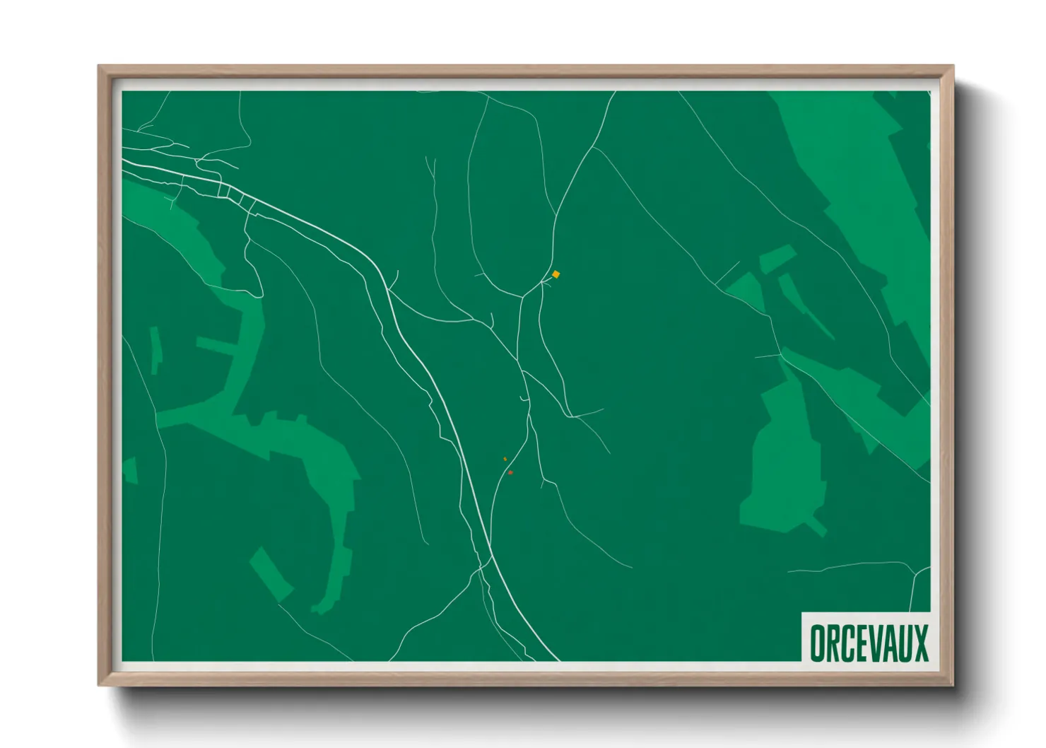 Une affiche de carte sur Orcevaux