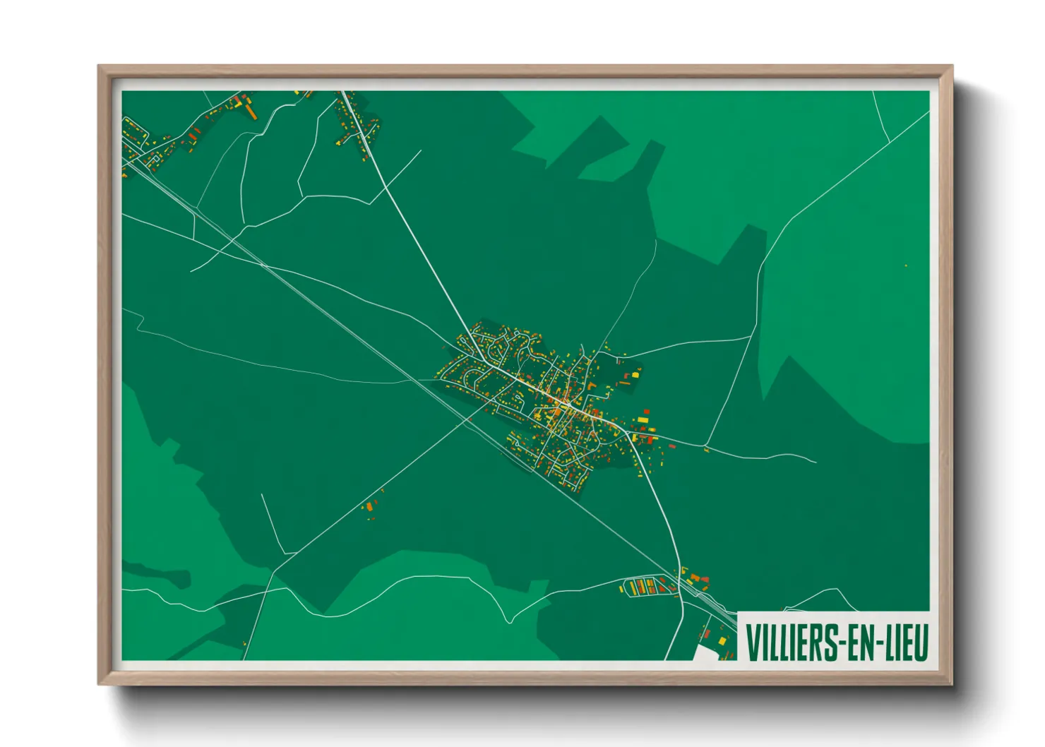 Une affiche de carte sur Villiers-en-Lieu
