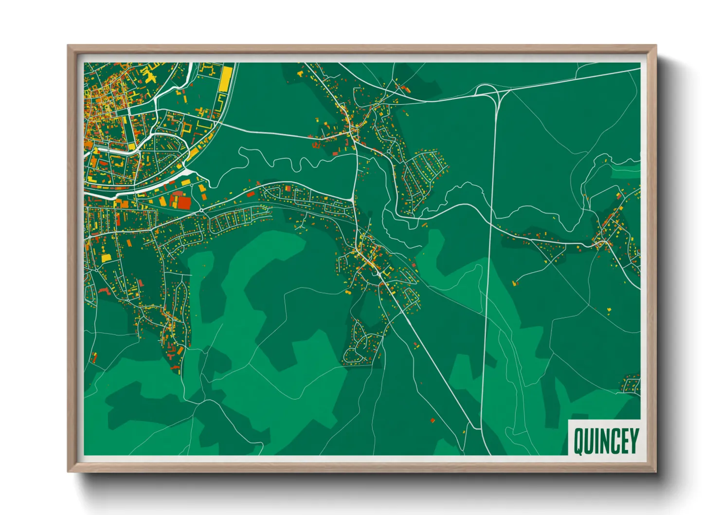 Une affiche de carte sur Quincey