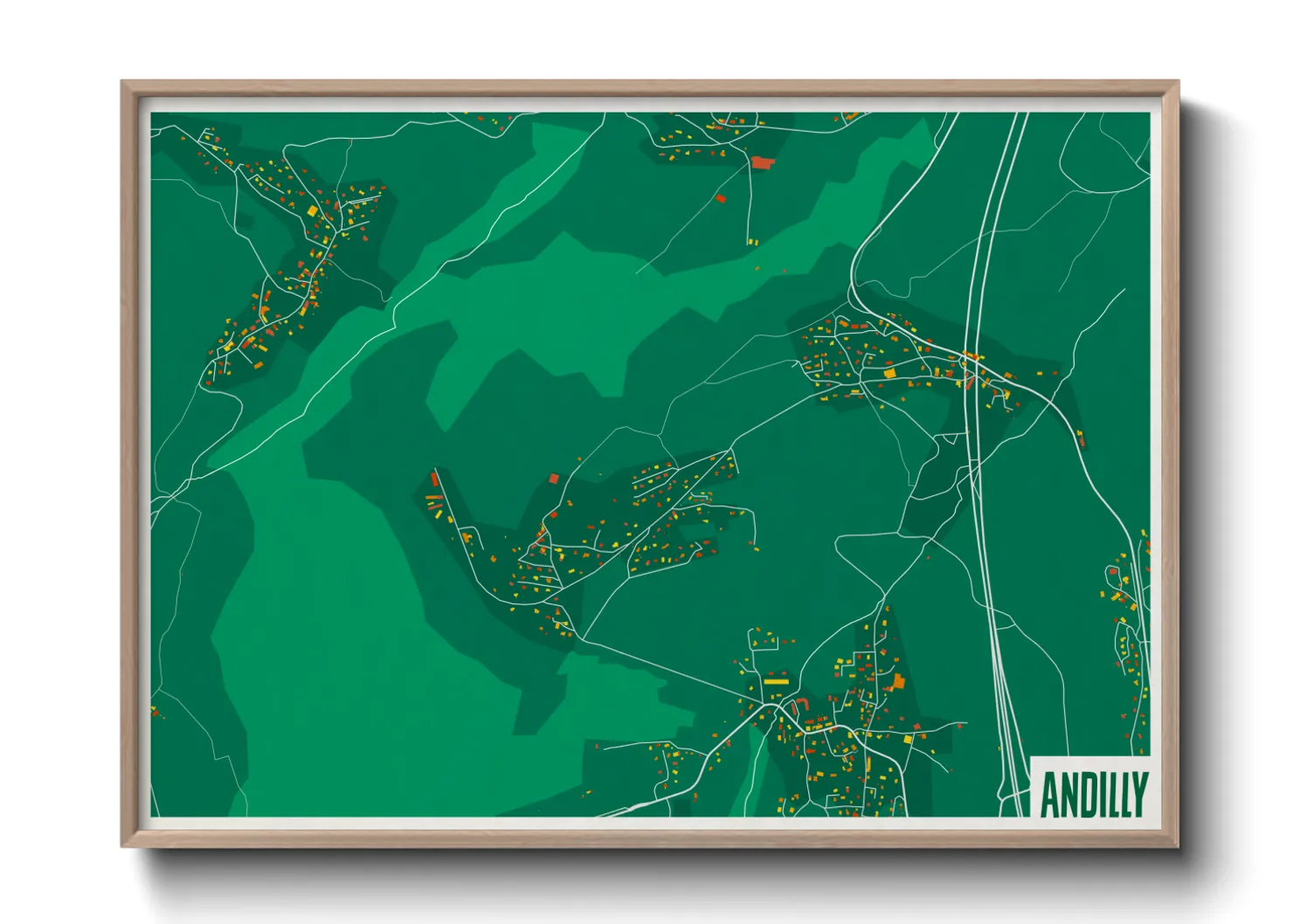 Une affiche de carte sur Andilly