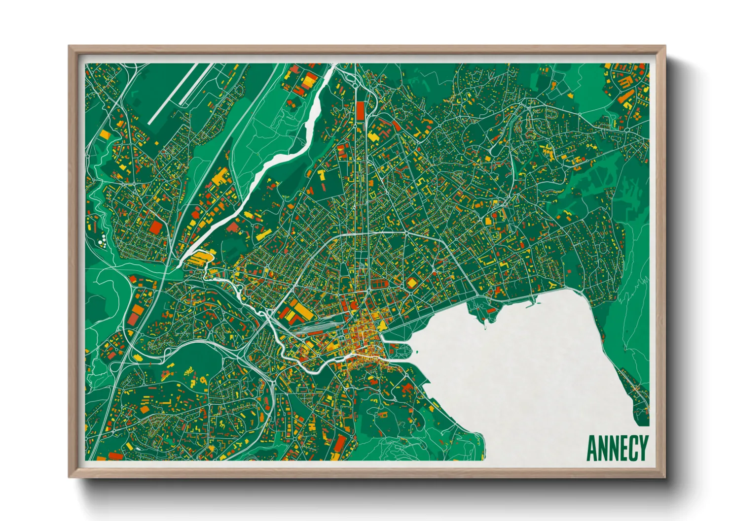 Une affiche de carte sur Annecy