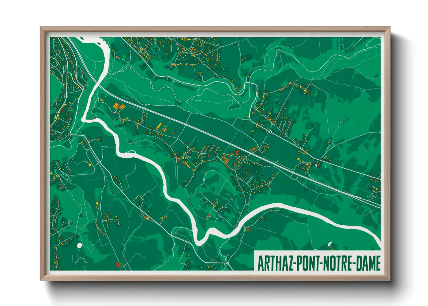 Une affiche de carte sur Arthaz-Pont-Notre-Dame