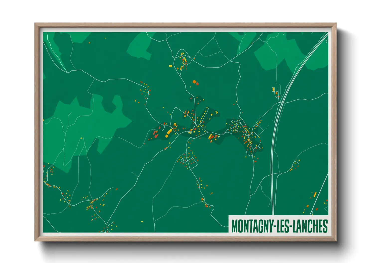Une affiche de carte sur Montagny-les-Lanches