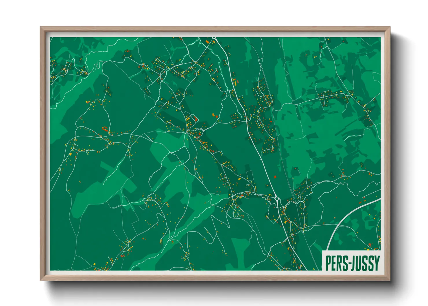 Une affiche de carte sur Pers-Jussy