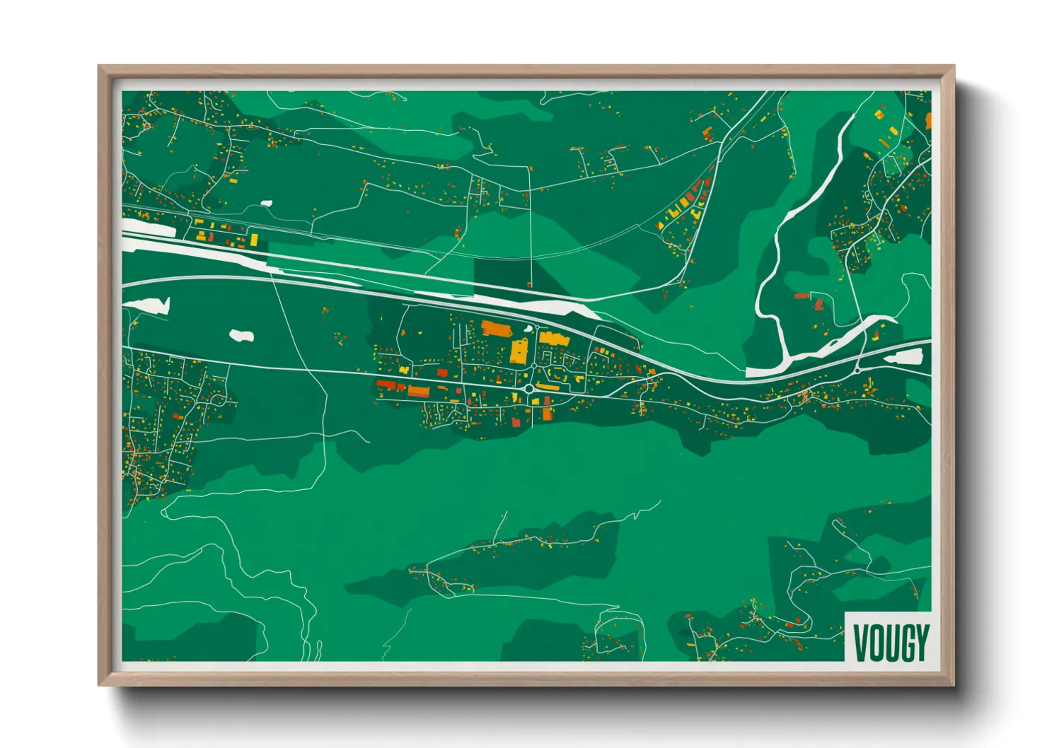 Une affiche de carte sur Vougy