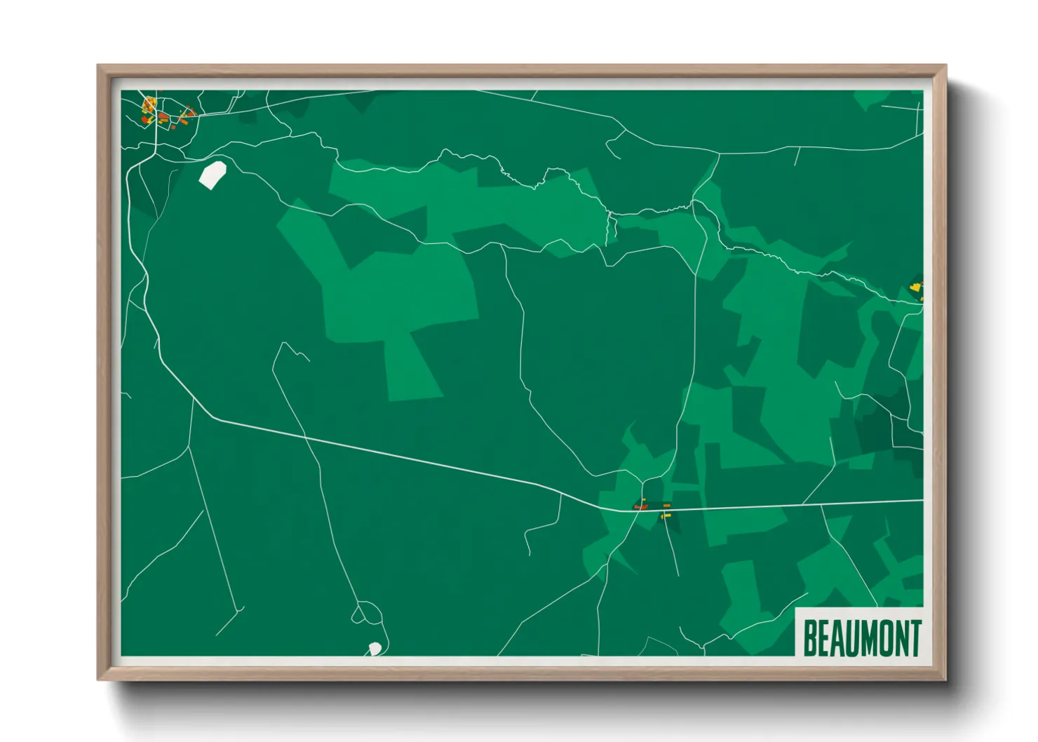 Une affiche de carte sur Beaumont