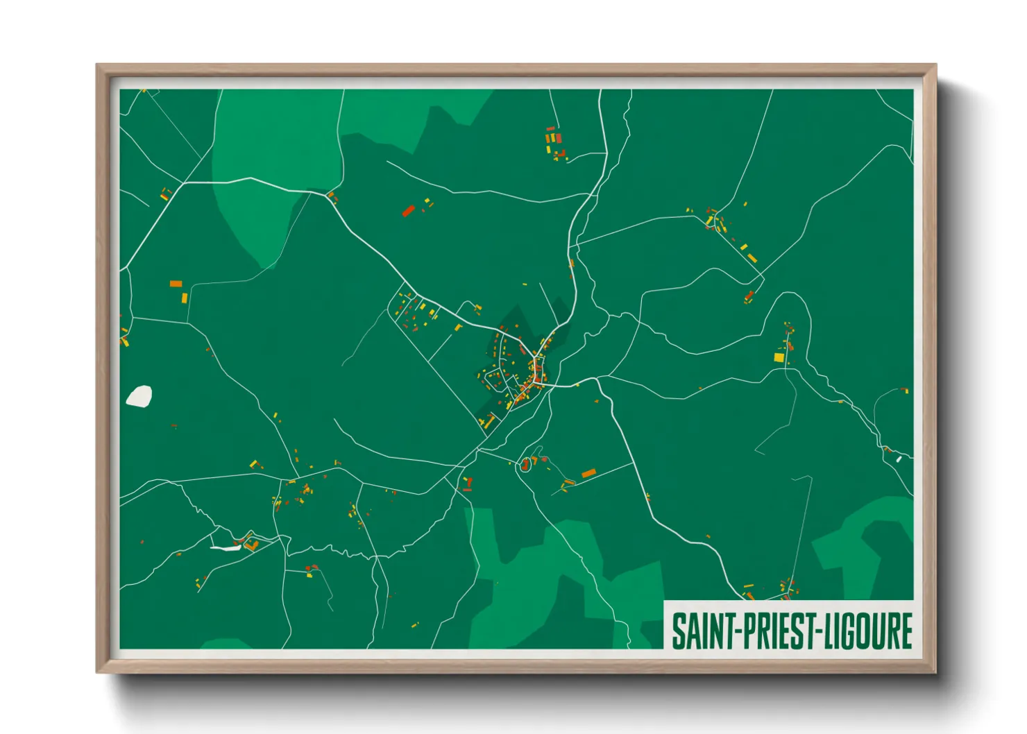 Une affiche de carte sur Saint-Priest-Ligoure