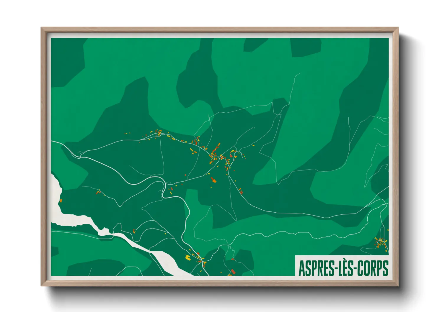 Une affiche de carte sur Aspres-lès-Corps