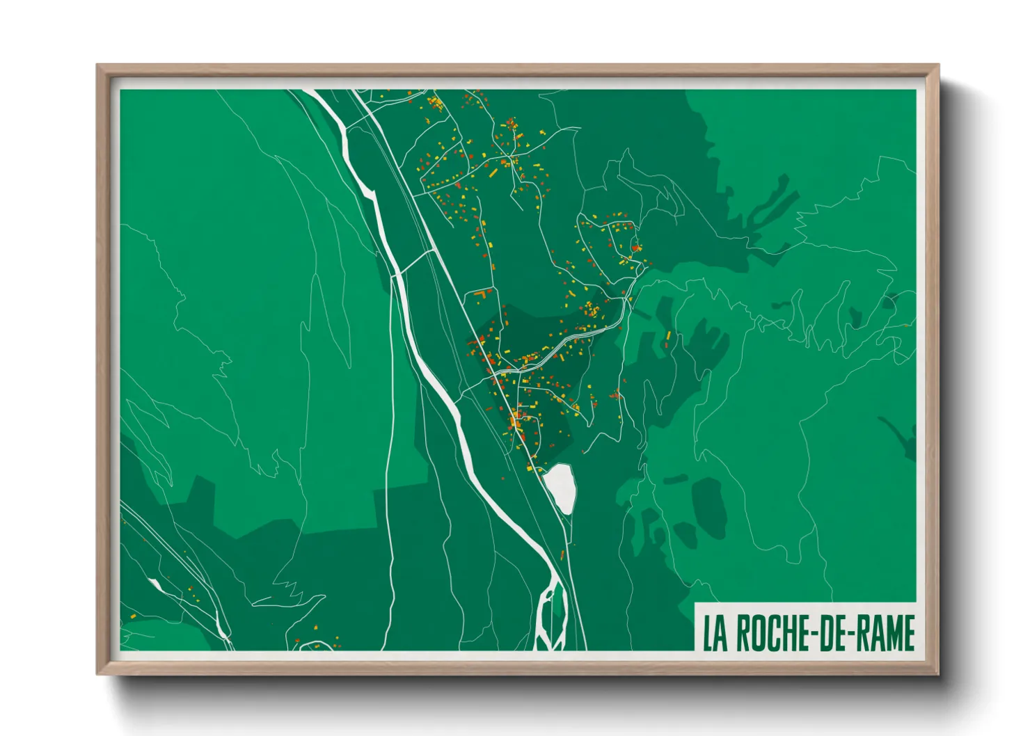 Une affiche de carte sur La Roche-de-Rame