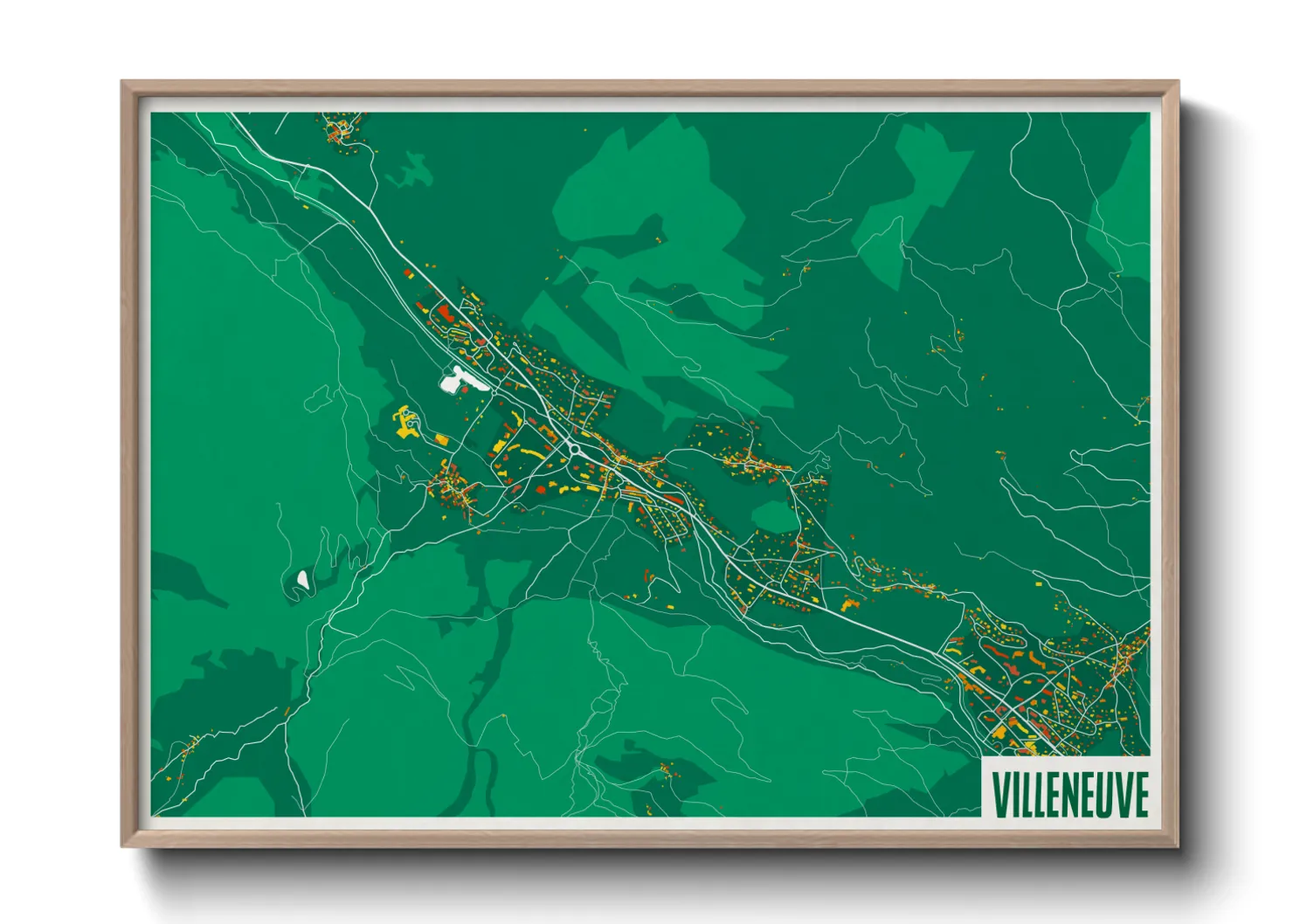 Une affiche de carte sur Villeneuve