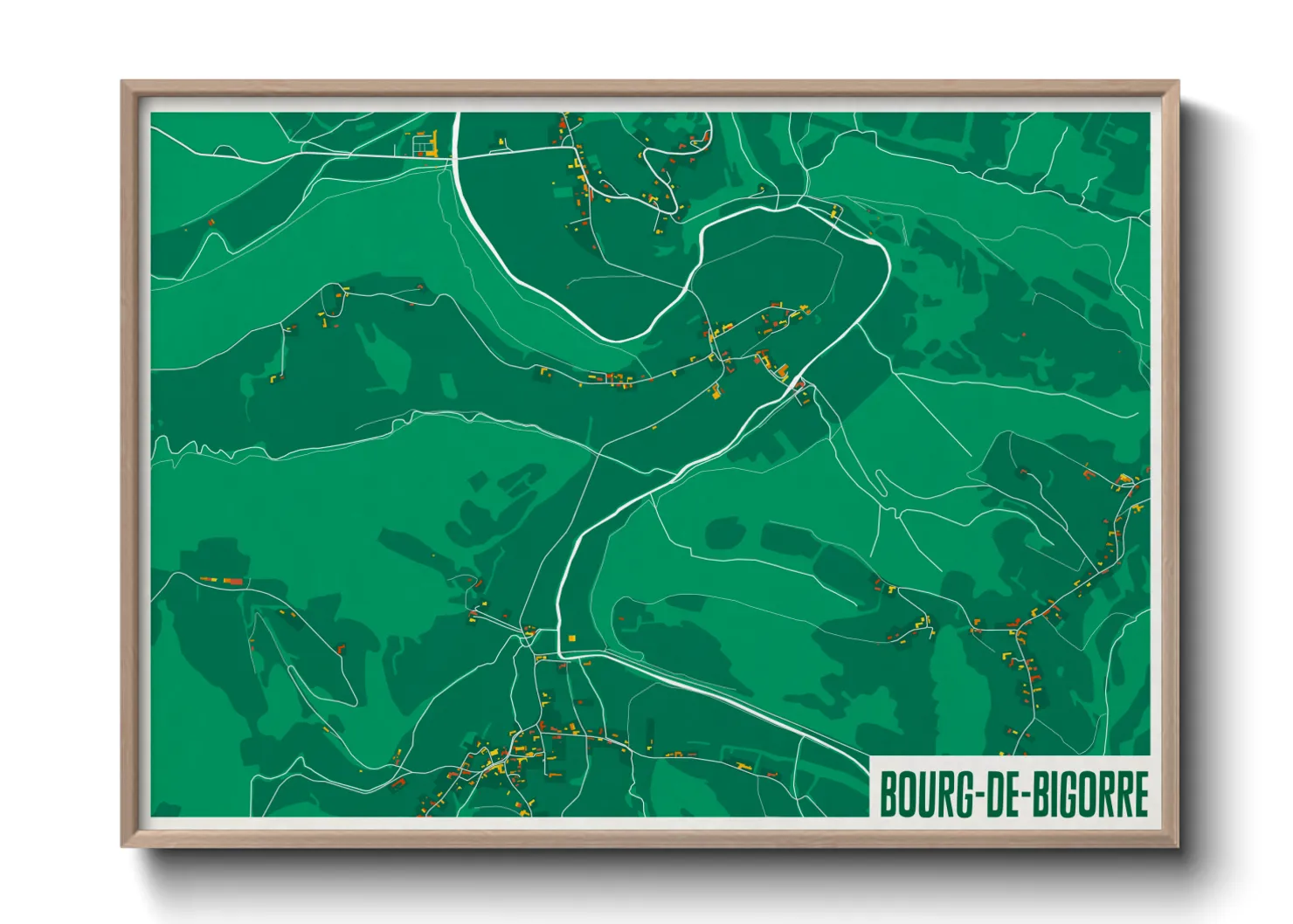 Une affiche de carte sur Bourg-de-Bigorre