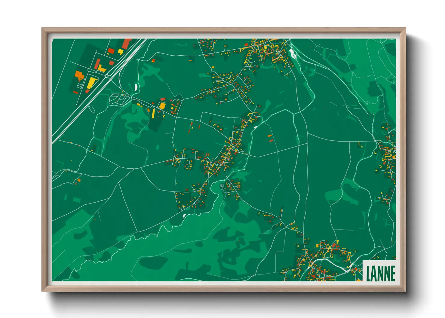Une affiche de carte sur Lanne
