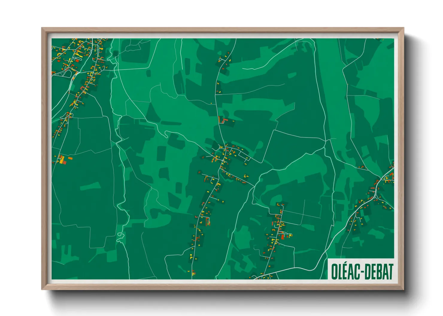 Une affiche de carte sur Oléac-Debat