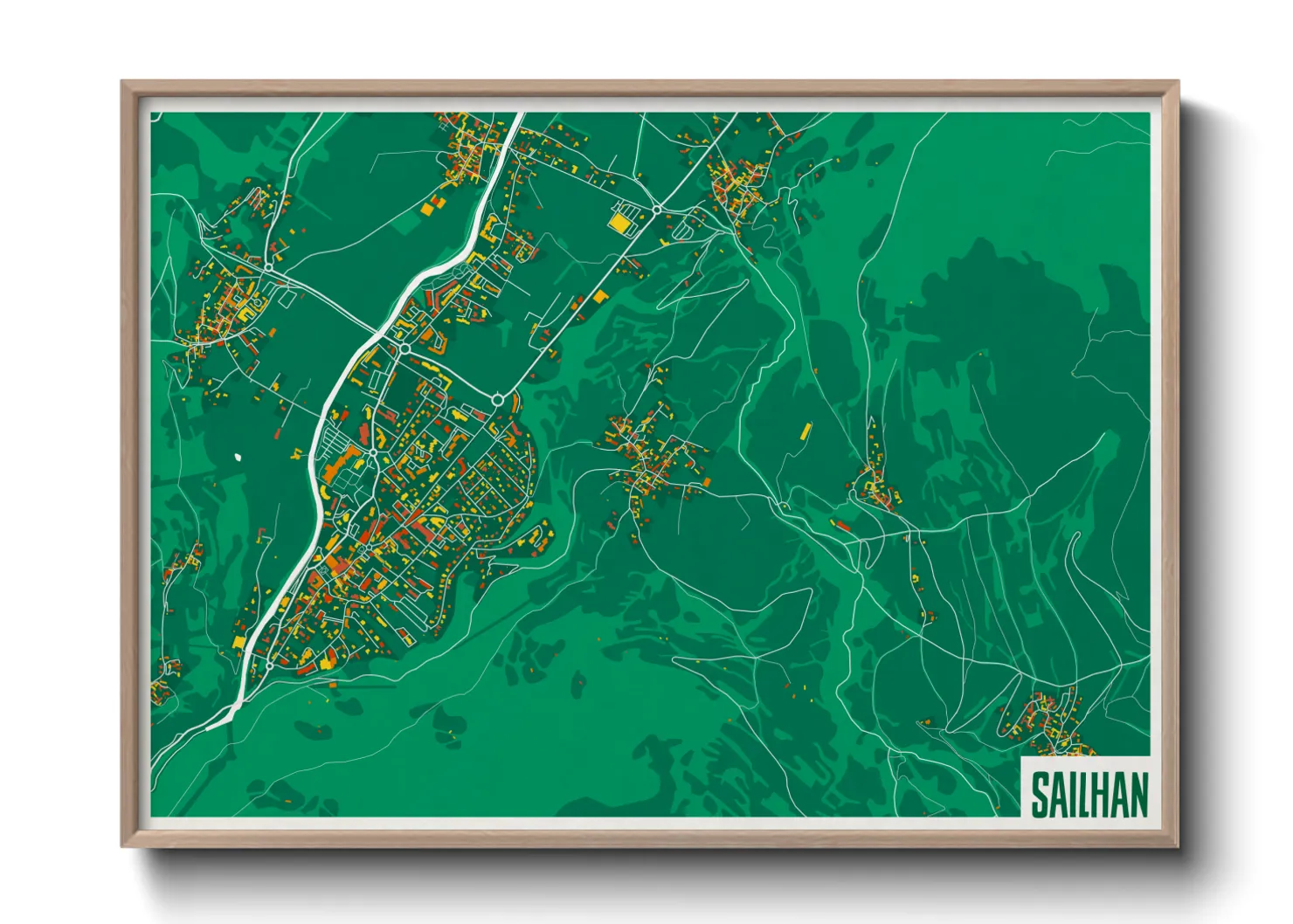 Une affiche de carte sur Sailhan