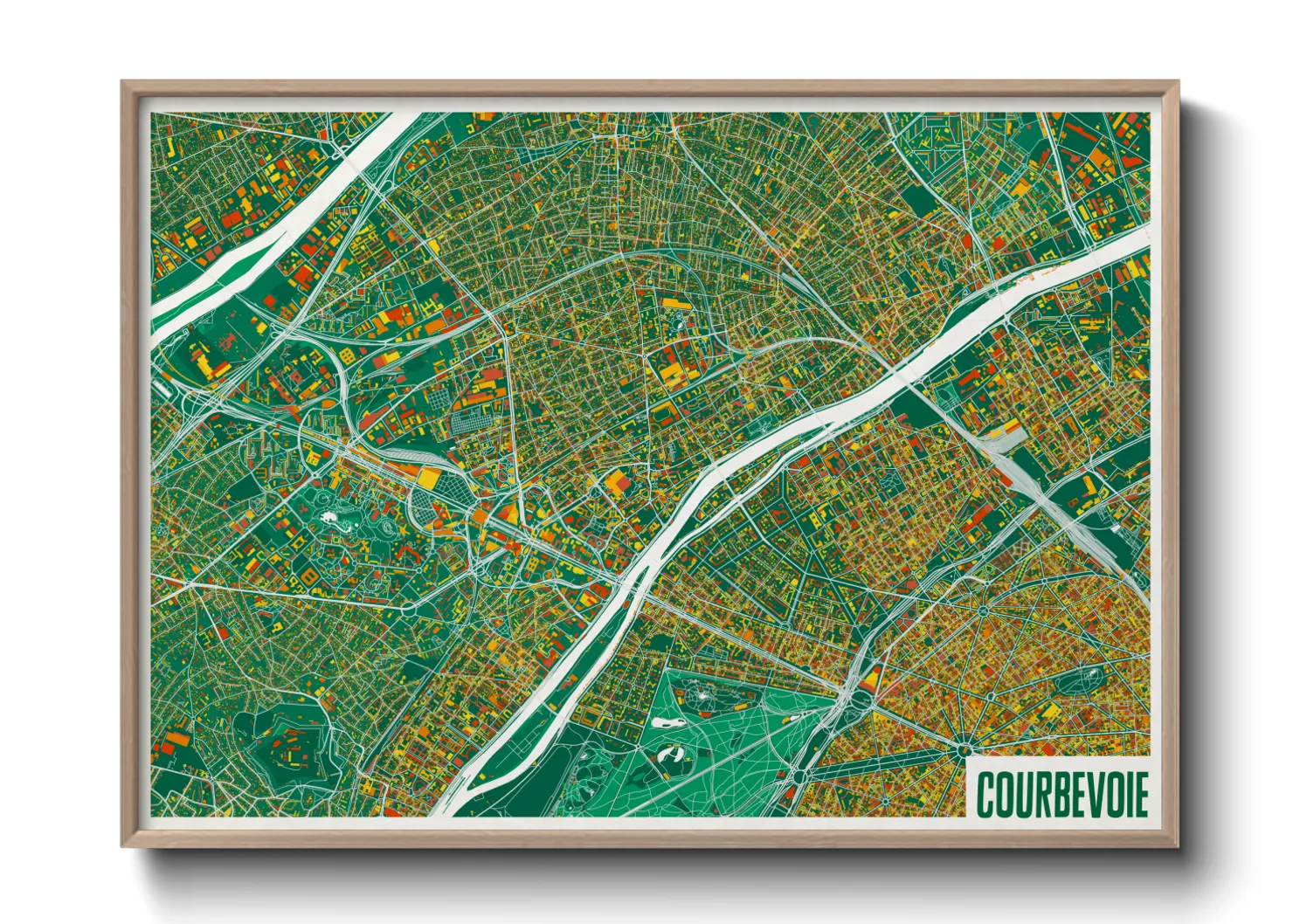 Une affiche de carte sur Courbevoie
