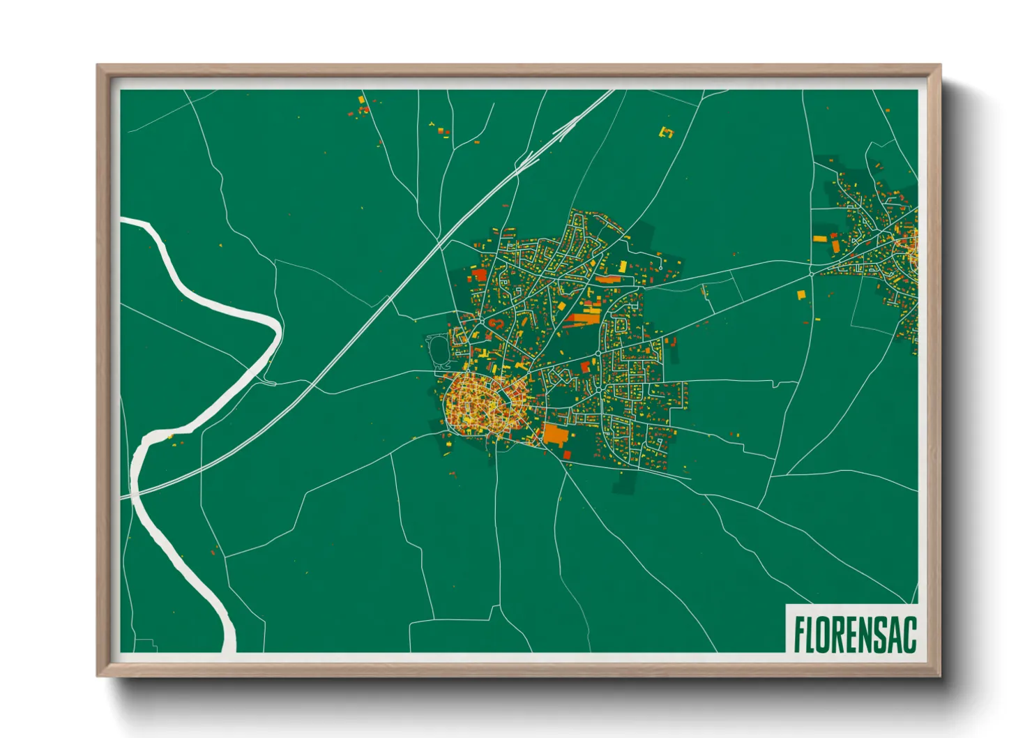 Une affiche de carte sur Florensac