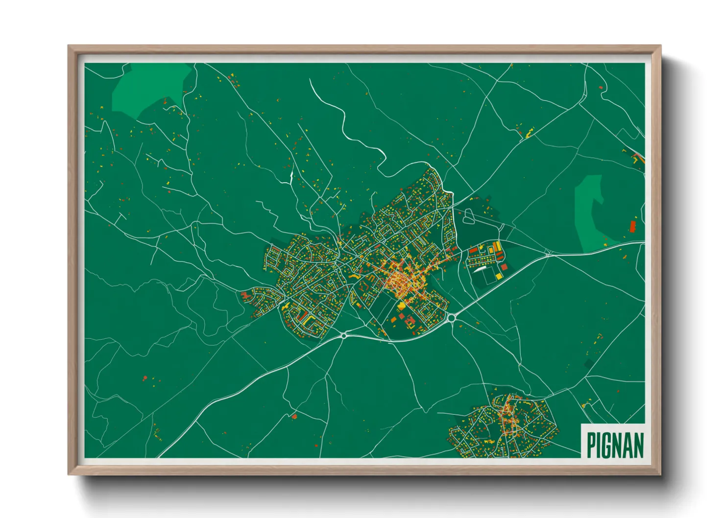 Une affiche de carte sur Pignan
