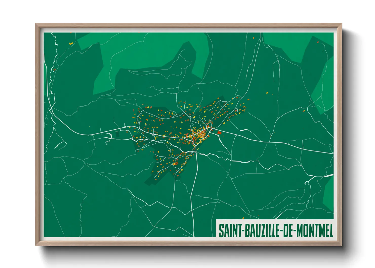 Une affiche de carte sur Saint-Bauzille-de-Montmel