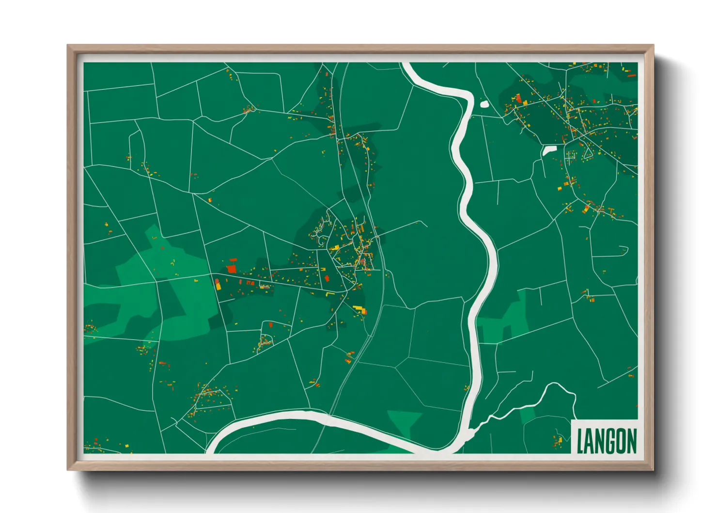Une affiche de carte sur Langon