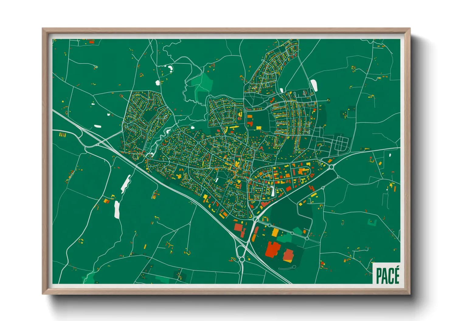 Une affiche de carte sur Pacé