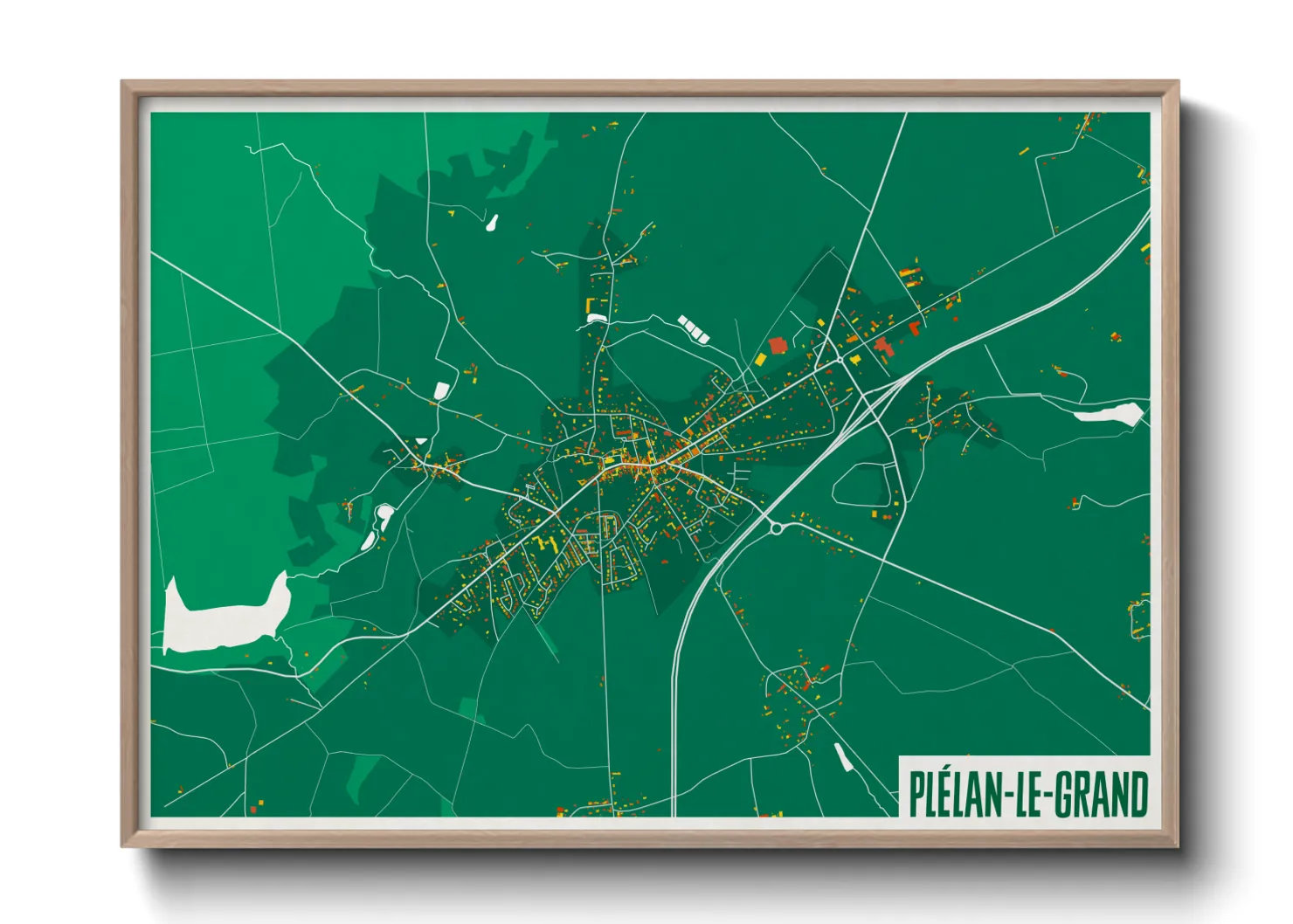 Une affiche de carte sur Plélan-le-Grand