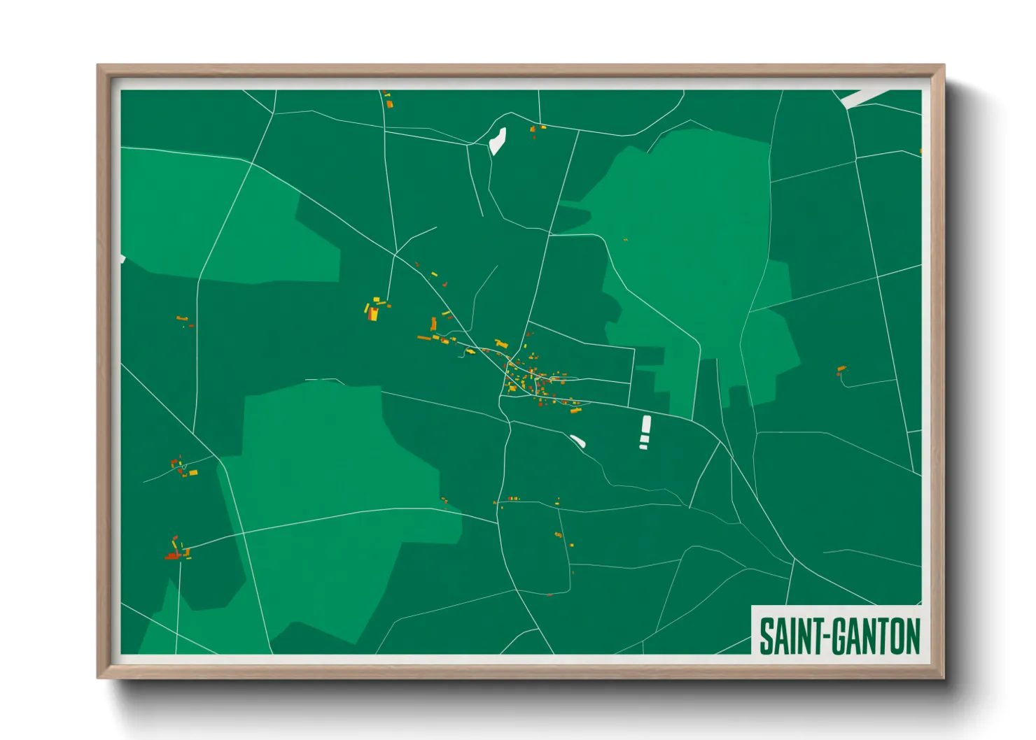 Une affiche de carte sur Saint-Ganton