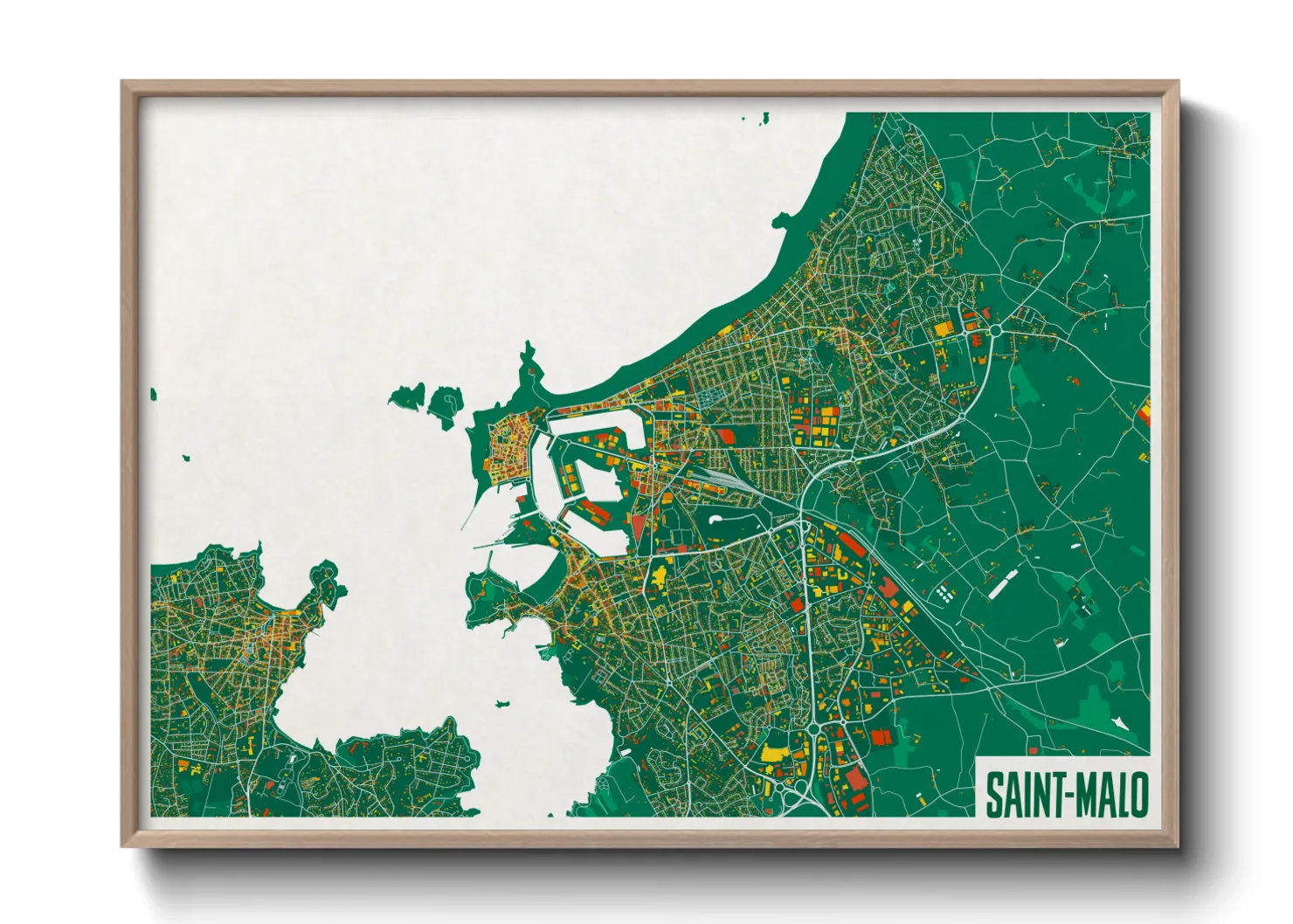 Une affiche de carte sur Saint-Malo