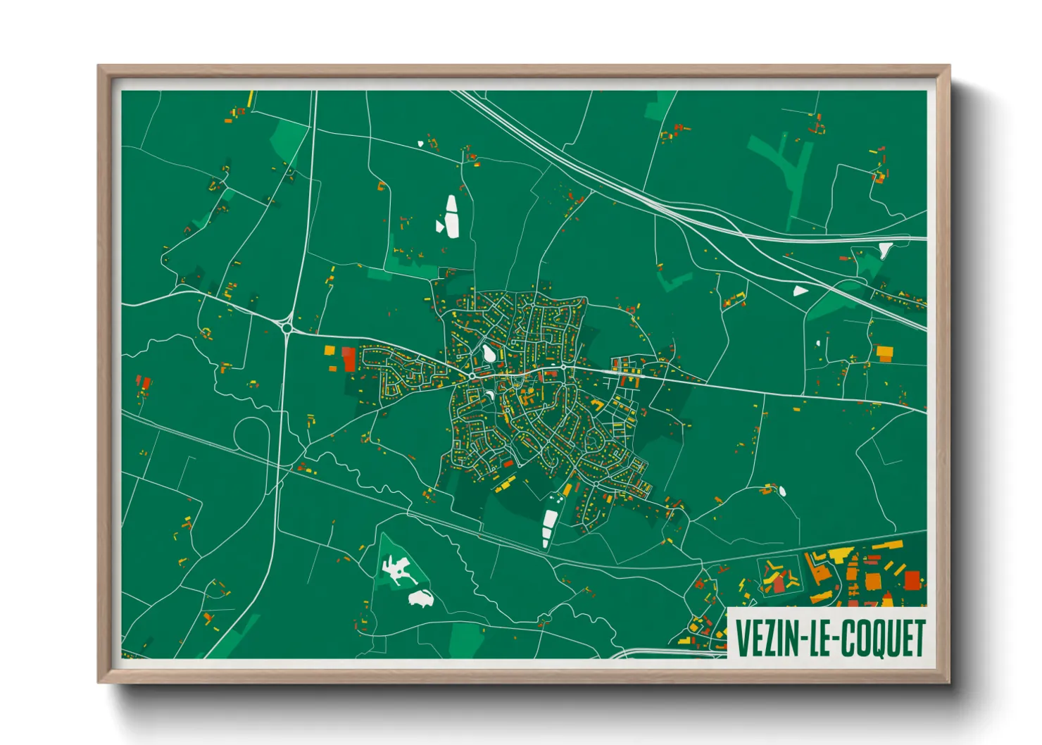 Une affiche de carte sur Vezin-le-Coquet