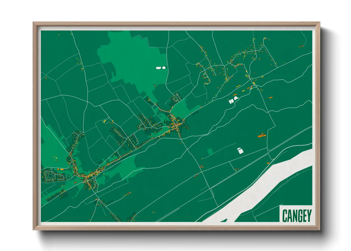 Une affiche de carte sur Cangey